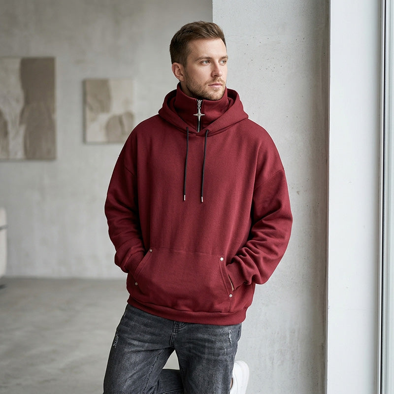 😍✨Heren casual hoodie met hoge kraag en losse pasvorm