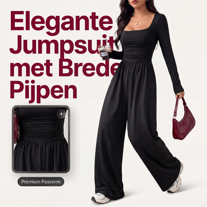 🔥 Tijdelijke Aanbieding ✨ Dames Casual Jumpsuit met Vierkante Hals & Wijde Pijpen 👗 Elegante Look, Comfortabele Pasvorm & Trendy Stijl