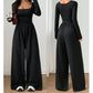 🔥 Tijdelijke Aanbieding ✨ Dames Casual Jumpsuit met Vierkante Hals & Wijde Pijpen 👗 Elegante Look, Comfortabele Pasvorm & Trendy Stijl