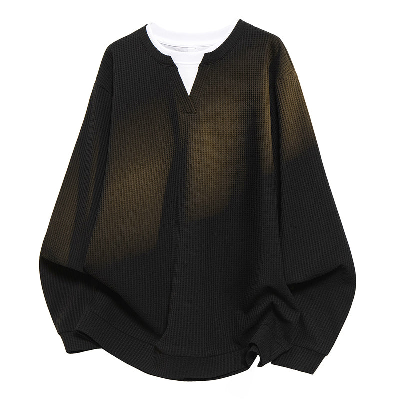 ✨😍Wafelstof heren longsleeve met fake tweedelig design