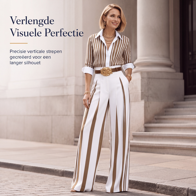 🔥Gratis verzending✈️Casual gestreept overhemd en wijde pijpen broek voor dames
