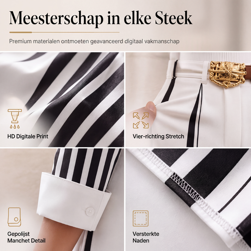 🔥Gratis verzending✈️Casual gestreept overhemd en wijde pijpen broek voor dames