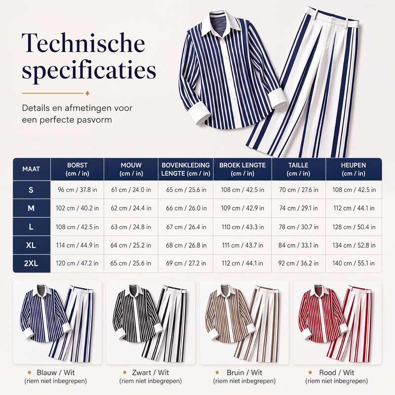 🔥Gratis verzending✈️Casual gestreept overhemd en wijde pijpen broek voor dames