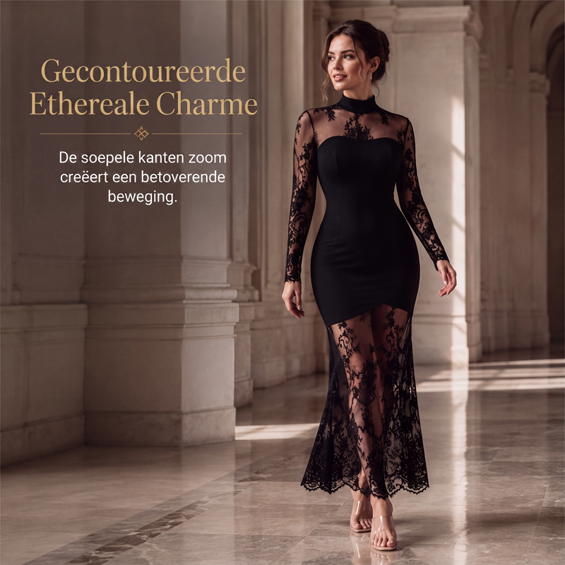 💎 Elegante Keuze ✨ Dames Maxi-Jurk met Lange Mouwen & Kanten Details 👗 Romantische Uitstraling, Comfortabele Pasvorm & Tijdloze Stijl