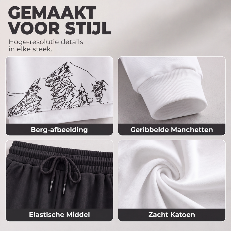 Modieuze bedrukte sweatshirt- en joggingbroekset voor heren