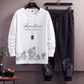 Modieuze bedrukte sweatshirt- en joggingbroekset voor heren