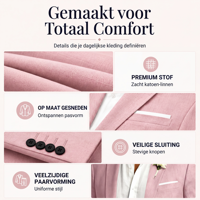 Klassieke slim-fit blazer met twee knopen voor heren