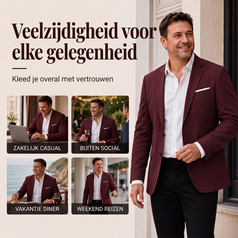 Klassieke slim-fit blazer met twee knopen voor heren