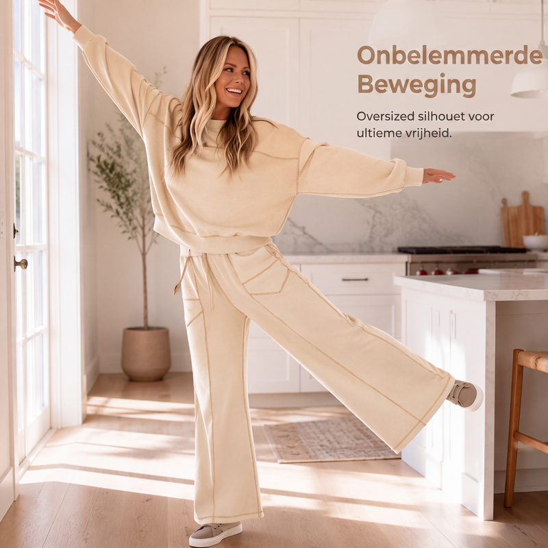 🔥Gratis verzending✈️Dames pullover trui en wijde pijpen broek set