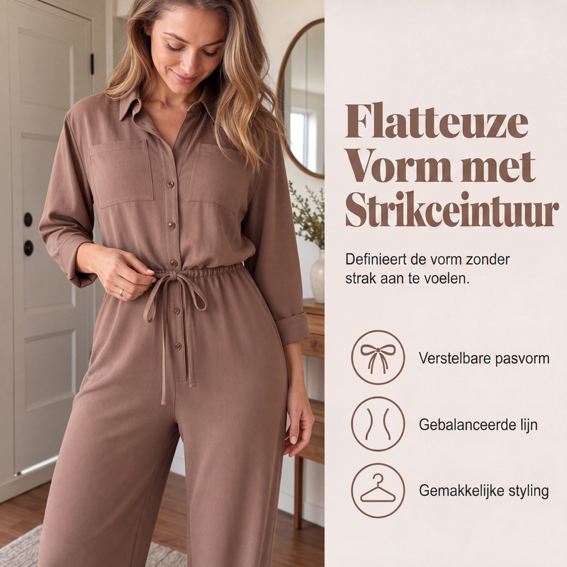 Dames jumpsuit met getailleerd overhemd