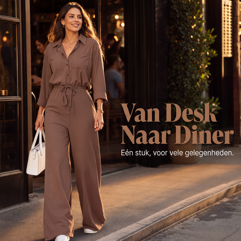 Dames jumpsuit met getailleerd overhemd