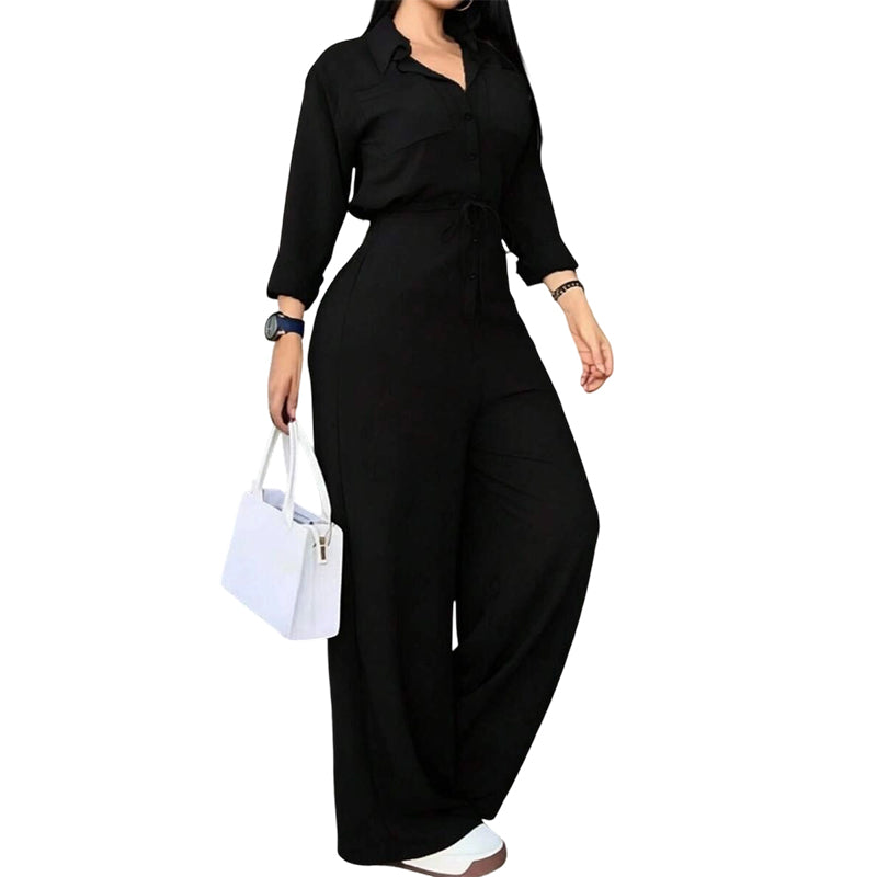 Dames jumpsuit met getailleerd overhemd