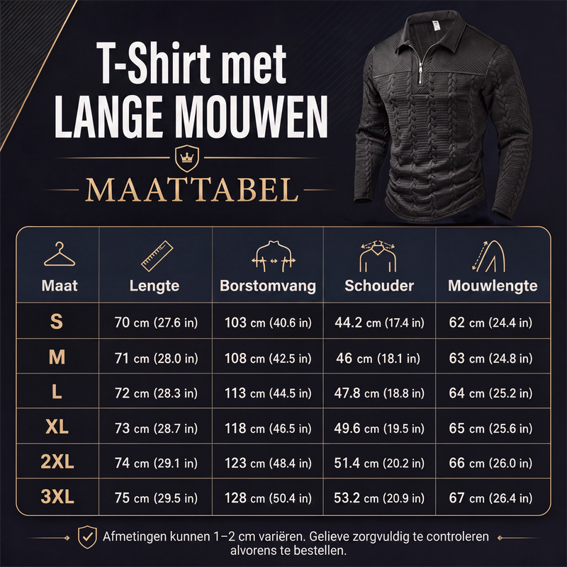 💪Heren T-shirt met lange mouwen en halve rits😍