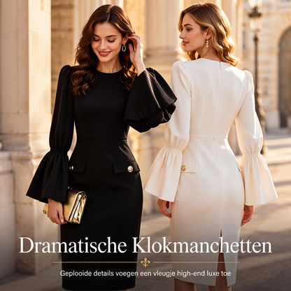 Elegant kokerjurk met ronde hals voor dames