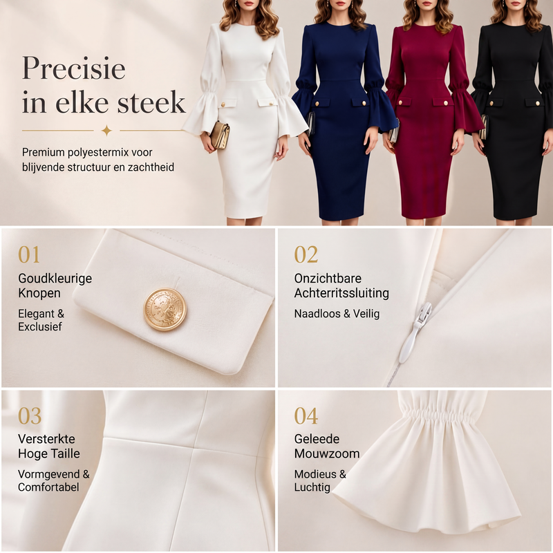 Elegant kokerjurk met ronde hals voor dames