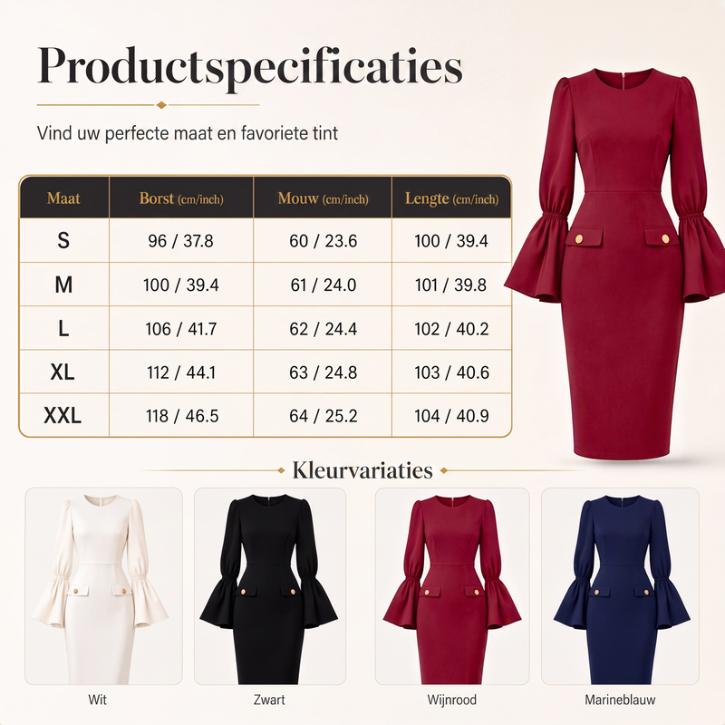 Elegant kokerjurk met ronde hals voor dames