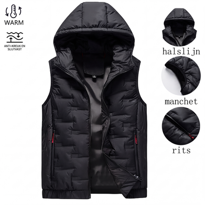 🔥Gratis verzending✈️Herenbodywarmer met capuchon en slim-fit pasvorm - mouwloos gilet met rits aan de voorkant, comfortabel