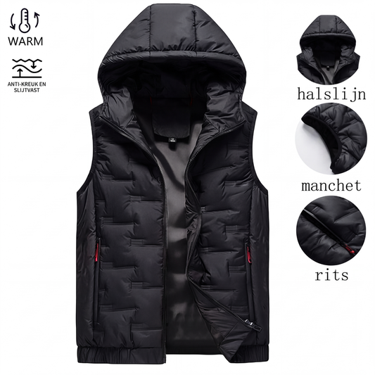 🔥Gratis verzending✈️Herenbodywarmer met capuchon en slim-fit pasvorm - mouwloos gilet met rits aan de voorkant, comfortabel