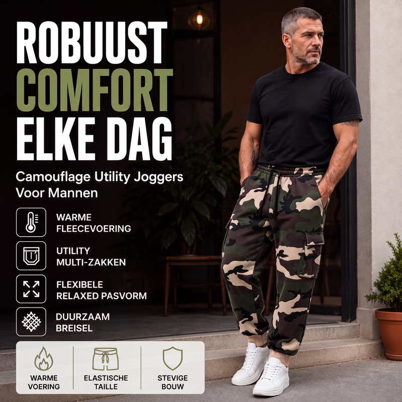 Camouflage jogging cargobroek met trekkoord voor heren