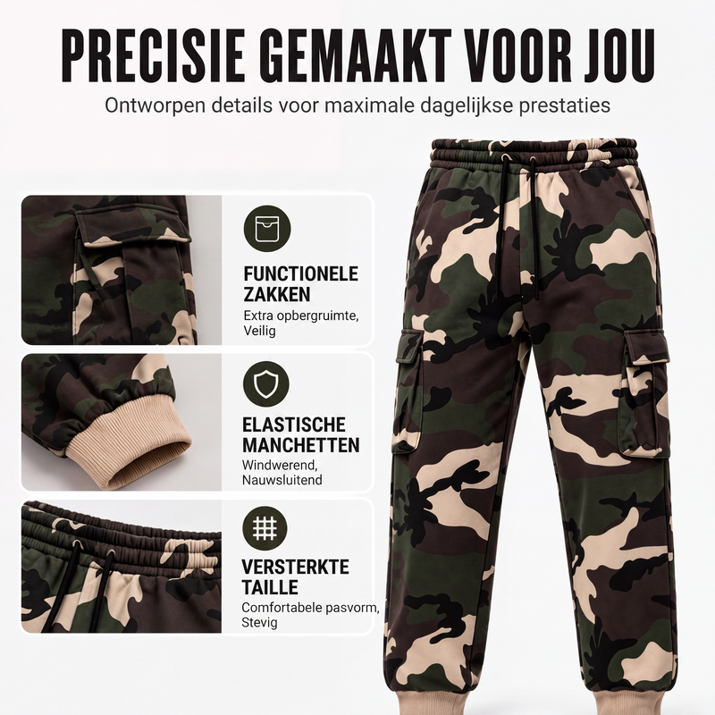 Camouflage jogging cargobroek met trekkoord voor heren