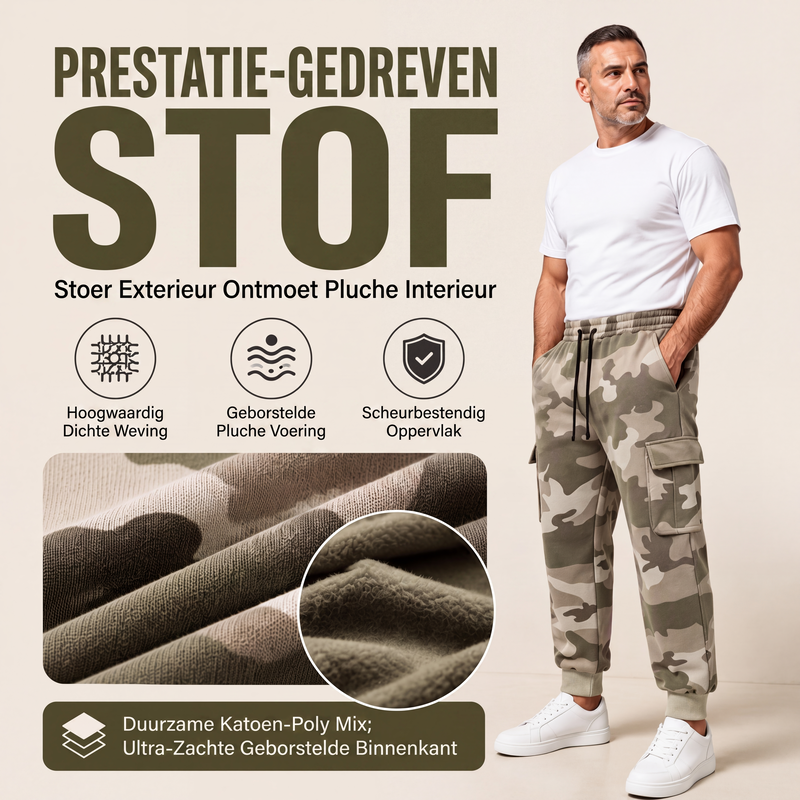 Camouflage jogging cargobroek met trekkoord voor heren