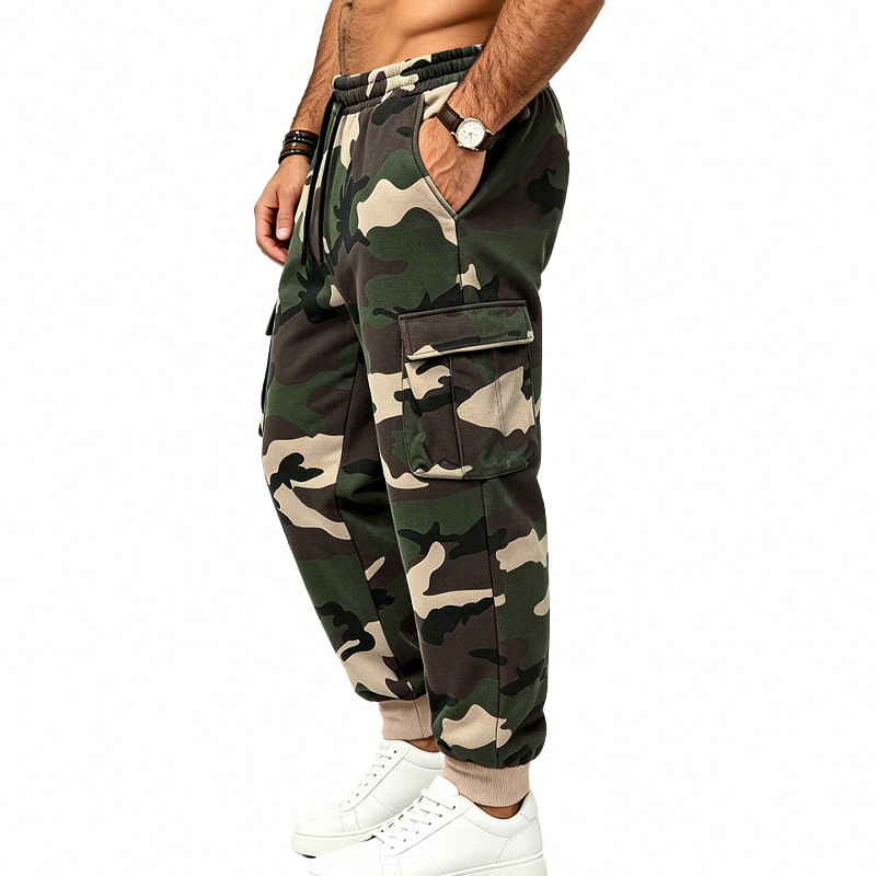 Camouflage jogging cargobroek met trekkoord voor heren