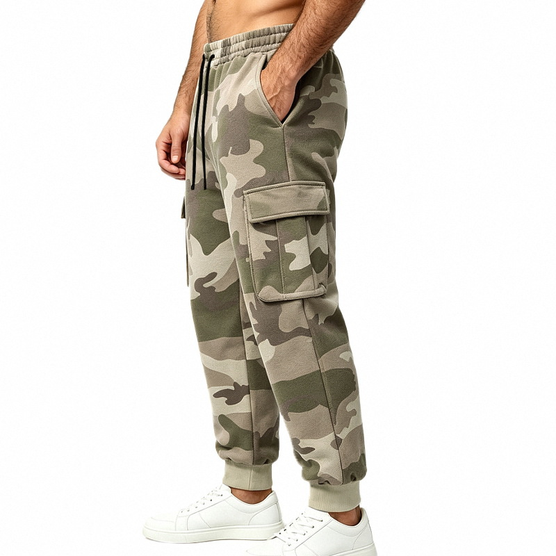 Camouflage jogging cargobroek met trekkoord voor heren