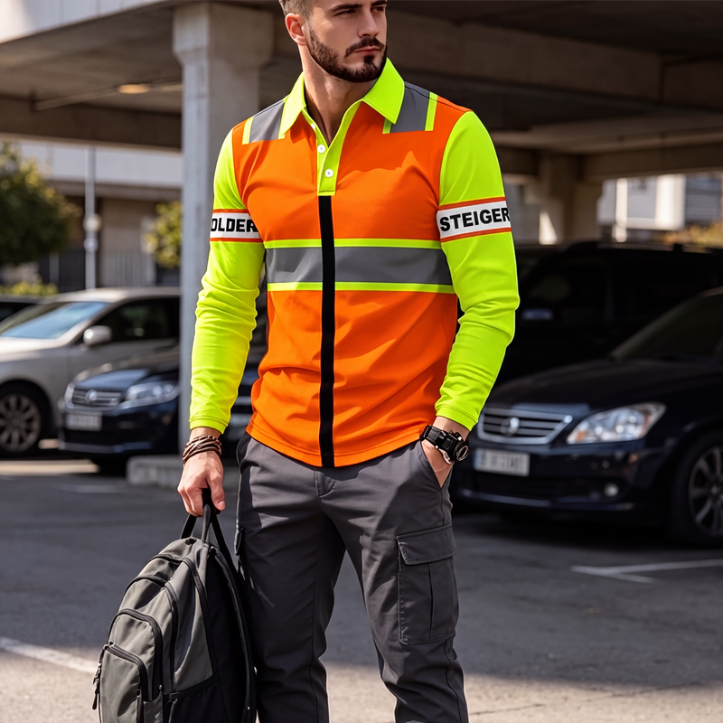 ✨👷Heren hoge zichtbaarheid shirt met lange mouwen🔥 Limited aanbieding