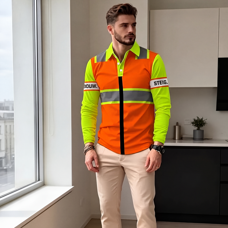 ✨👷Heren hoge zichtbaarheid shirt met lange mouwen🔥 Limited aanbieding