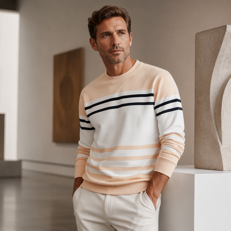 🔥Heren gestreept kleurenblok sweatshirt met lange mouwen