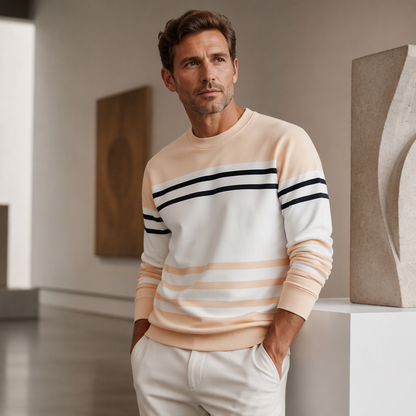 🔥Heren gestreept kleurenblok sweatshirt met lange mouwen