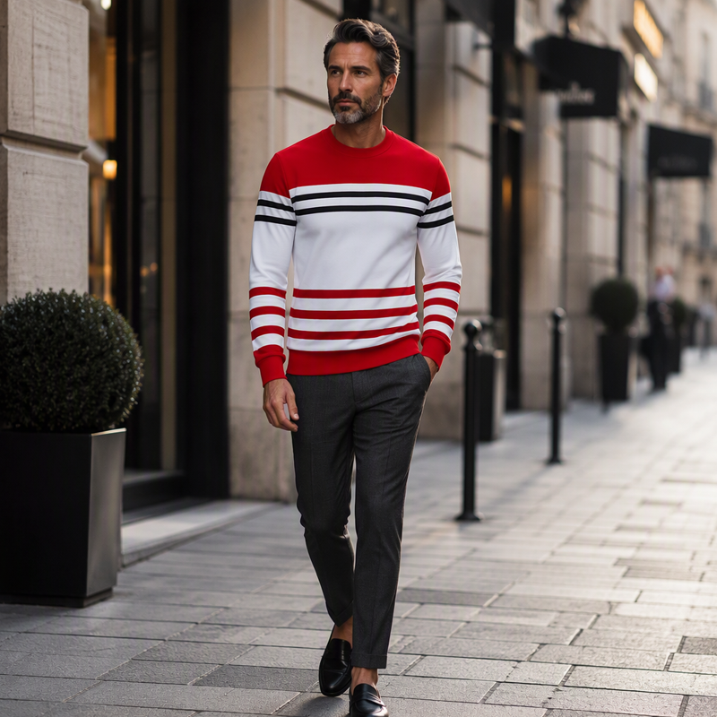 🔥Heren gestreept kleurenblok sweatshirt met lange mouwen