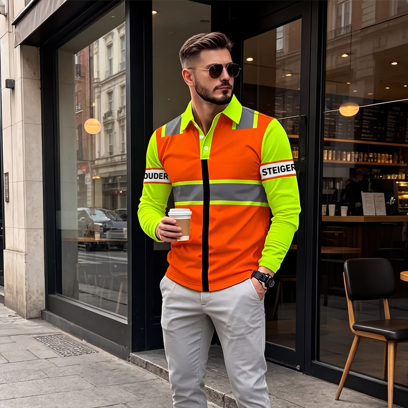 ✨👷Heren hoge zichtbaarheid shirt met lange mouwen🔥 Limited aanbieding