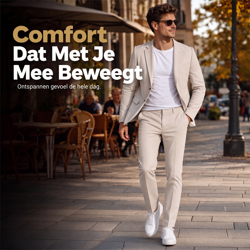 ✨ Zakelijke Elegantie ✨ Heren Stretch Zakencostuum 🤵 Comfortabele Pasvorm, Flexibele Stof & Moderne Uitstraling