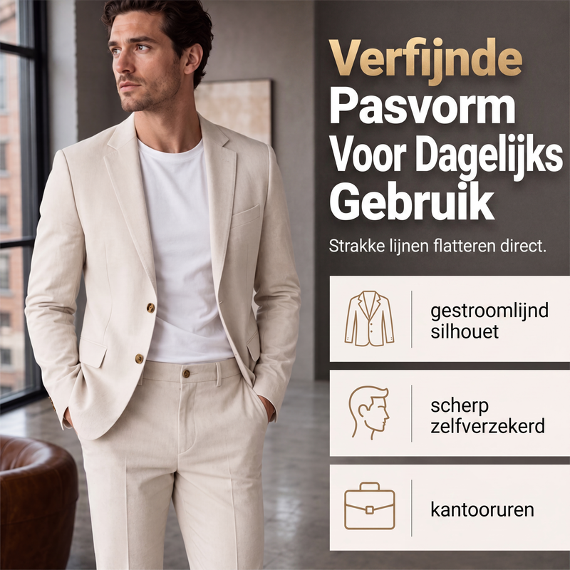 ✨ Zakelijke Elegantie ✨ Heren Stretch Zakencostuum 🤵 Comfortabele Pasvorm, Flexibele Stof & Moderne Uitstraling