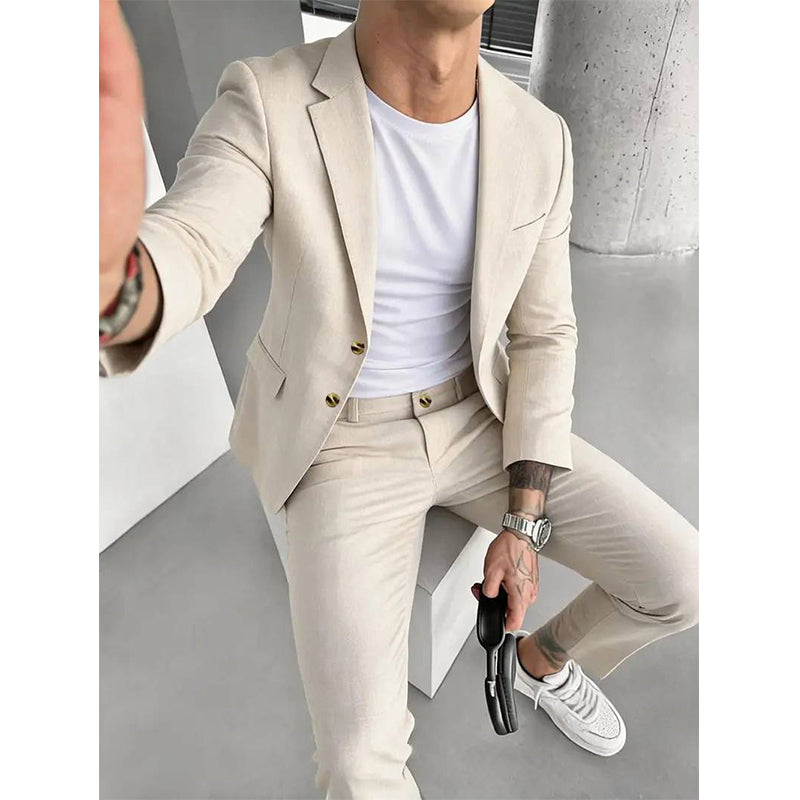 ✨ Zakelijke Elegantie ✨ Heren Stretch Zakencostuum 🤵 Comfortabele Pasvorm, Flexibele Stof & Moderne Uitstraling