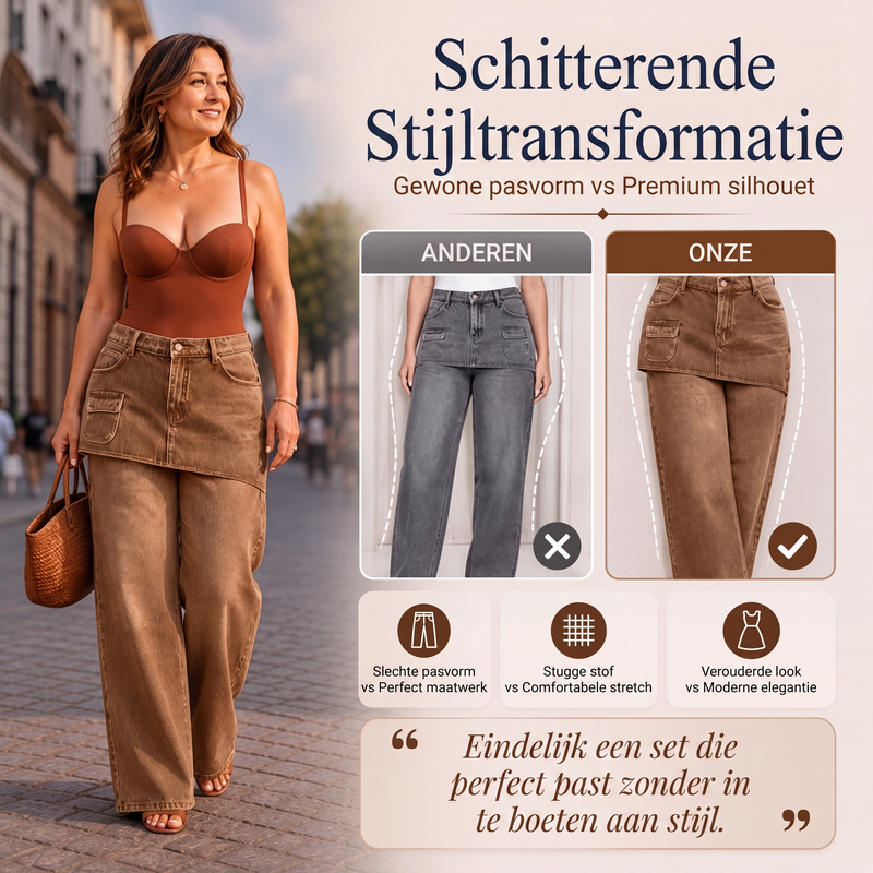 🔥Gratis verzending✈️Gelaagde damesrok over spijkerbroek