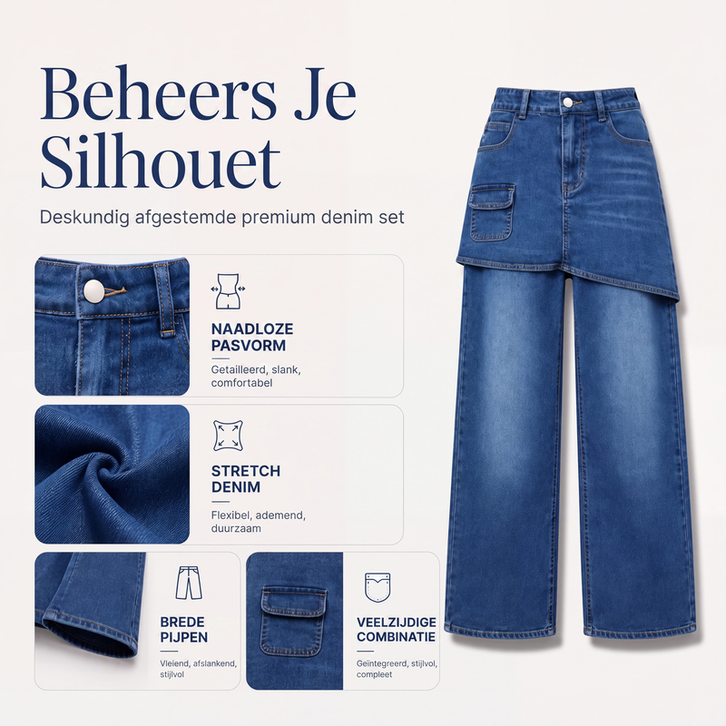 🔥Gratis verzending✈️Gelaagde damesrok over spijkerbroek