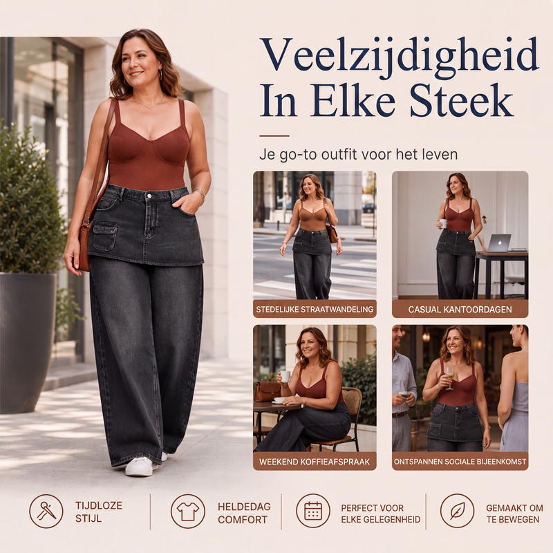 🔥Gratis verzending✈️Gelaagde damesrok over spijkerbroek