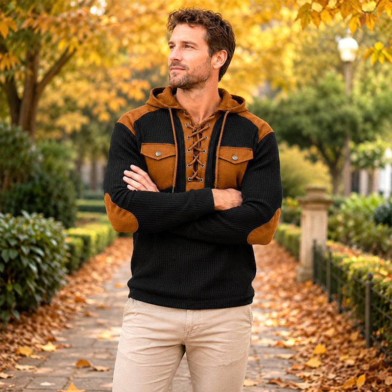 Heren casual wafelgebreide hoodie
