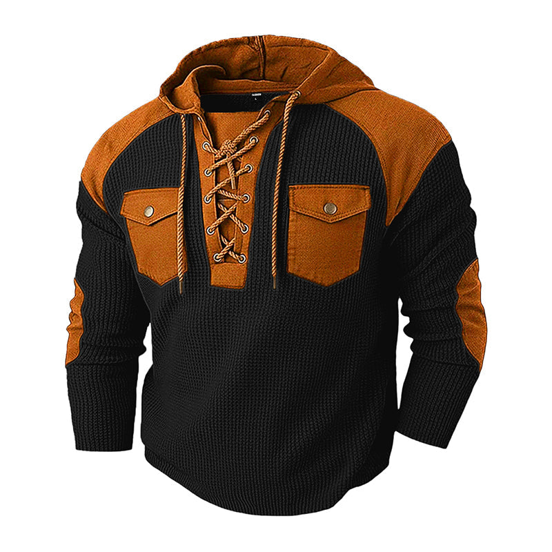 Heren casual wafelgebreide hoodie