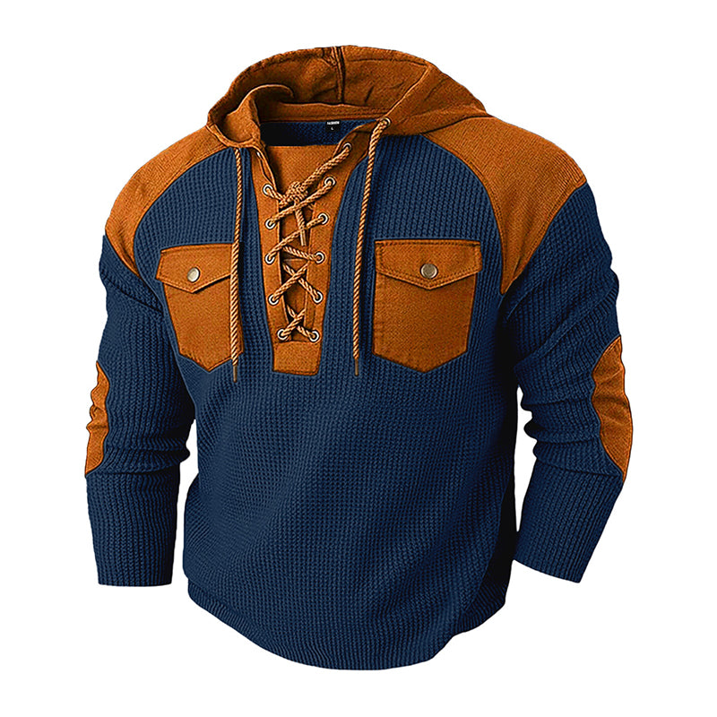 Heren casual wafelgebreide hoodie