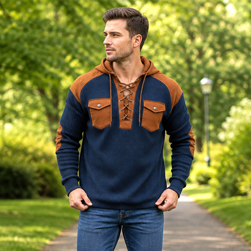 Heren casual wafelgebreide hoodie