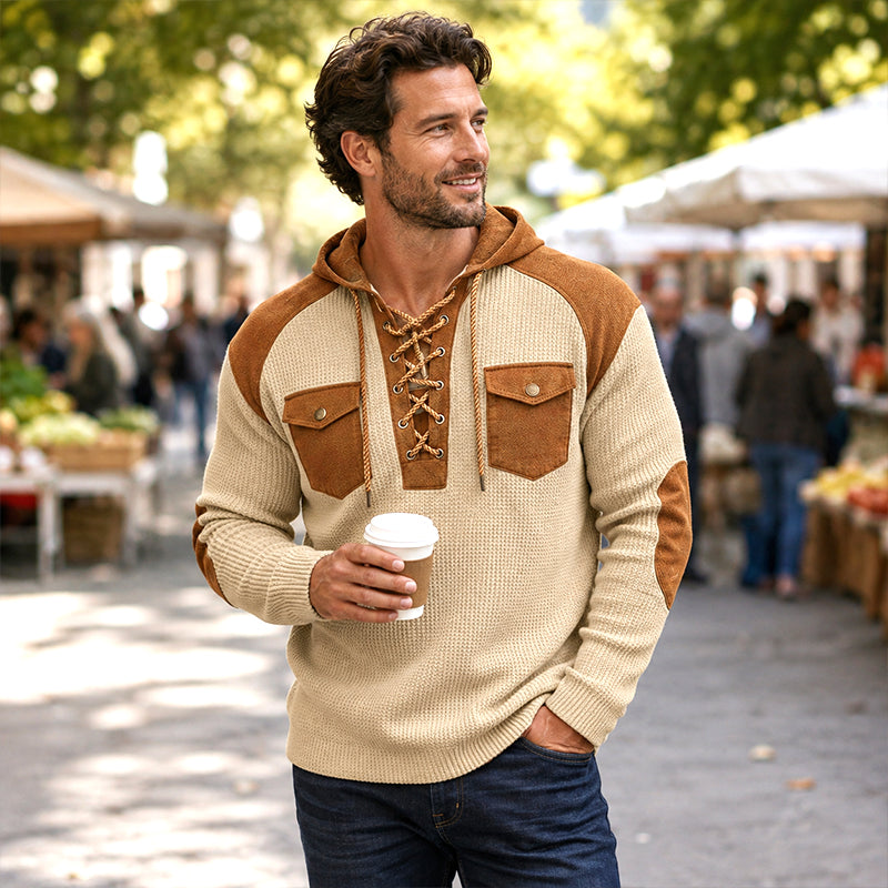Heren casual wafelgebreide hoodie