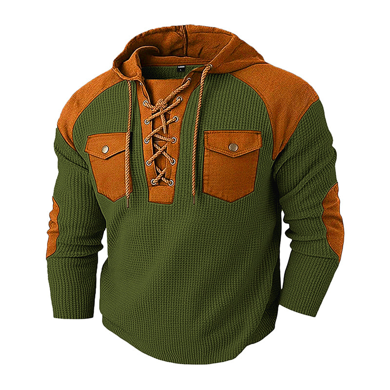 Heren casual wafelgebreide hoodie