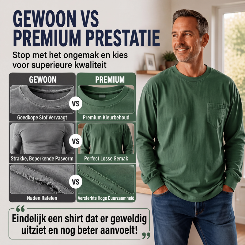 Heren losvallend T-shirt met lange mouwen