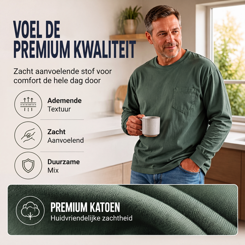 Heren losvallend T-shirt met lange mouwen