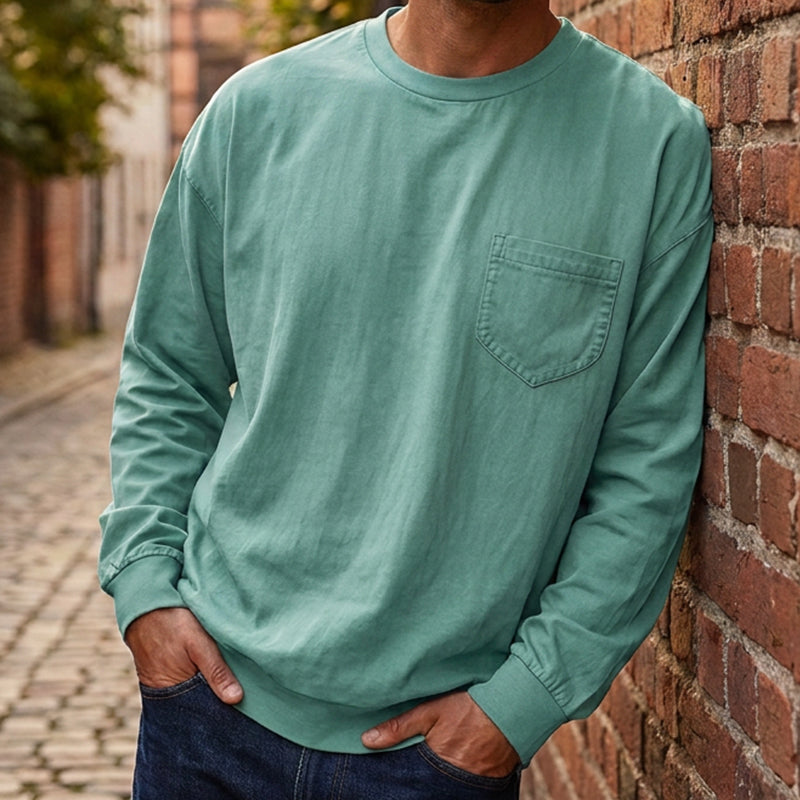 Heren losvallend T-shirt met lange mouwen