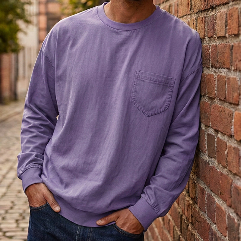 Heren losvallend T-shirt met lange mouwen