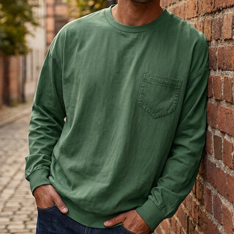 Heren losvallend T-shirt met lange mouwen